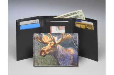 Image of Leather Collections Trifold Wallet, Animal Eyes, Black w/Moose Eyes, EYES16-MOOSE