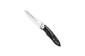 Image of Leatherman Skeletool KB Folding Knife w/ BottleClip, 2.6in, 420HC Stainless Steel Blade, Black Aluminum Handle, 832385