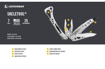 Image of Leatherman Skeletool Multi-Tool w/Knife, Silver/ Black, 832627
