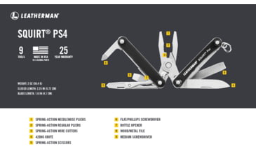 Image of Leatherman Squirt PS4 Aluminum Handle Keychain Multi Tool w/ 1.6in Blade, Glacier Blue