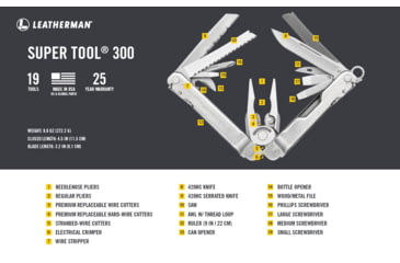 Image of Leatherman Super Tool 300 Multi-tool, Standard Stainless, Premium Sheath 831102