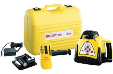 Image of Leica Geosystems Rugby 200 Class IIIa GC General Construction Laser Package w/ Rod-Eye Pro Detector &amp; Alkaline Battery 740238