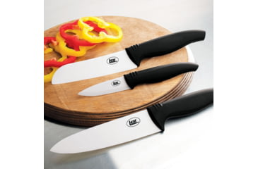 Image of LEM Products 3 Piece Ceramic Knife Set, Ceramic Blade, Black Handle, 1019