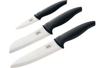 Image of LEM Products 3 Piece Ceramic Knife Set, Ceramic Blade, Black Handle, 1019