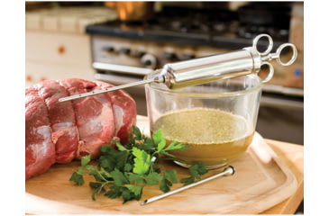 Image of LEM Products 4oz Metal Meat Injector with 2 needles, Chrome, 839