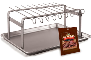 Image of LEM Products Jerky Hanger With 9 Skewers and Seasoning, Stainless, 735