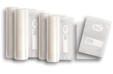 Image of LEM Products Maxvac Vacuum Bags and Rolls Combo Pack, 36 Quart Bags, 2 Rolls 8inx25ft, 2 Rolls 11inx25ft, Clear, 1382