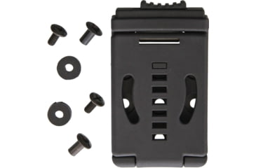 Image of Leo Combat Triple-O Knife Belt Clip, 3.5in X 2in, Grn, Black, 9 Pre-Drilled Holes On .75in Centers, Adjustable To Fit Up To 2in Belt, Comes w/Two Sets Of Screws And Washers, Black, BC