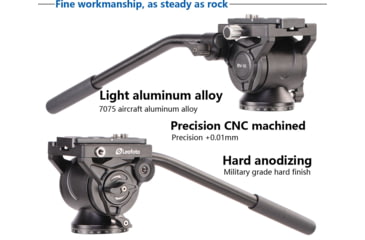 Image of Leofoto BV-10 Fluid Head for Optics up to 11 lb w/Handle, Arca Compatible, Black, BV-10