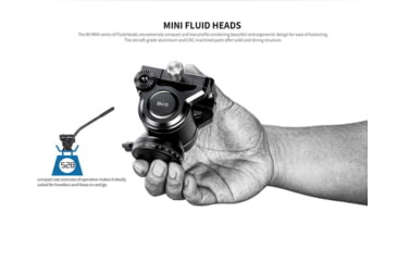 Image of Leofoto BV-5 Mini Fluid Head for Optics w/ Standard Handle, Arca Compatible, Black, BV-5
