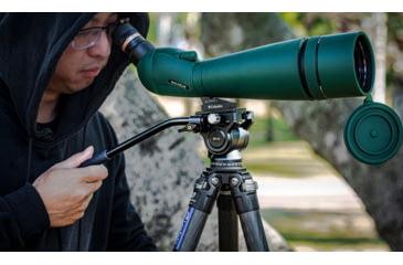 Image of Leofoto BV-5 Mini Fluid Head for Optics w/ Standard Handle, Arca Compatible, Black, BV-5