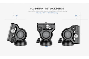 Image of Leofoto BV-5 Mini Fluid Head for Optics w/ Standard Handle, Arca, Black, BV-5