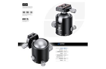 Image of Leofoto HB-70 70mm Pro Heavy-Duty Ball Head w/Quick Release Plate &amp; Case, Black, HB-70