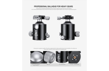 Image of Leofoto HB-70 70mm Pro Heavy-Duty Ball Head w/Quick Release Plate &amp; Case, Black, HB-70