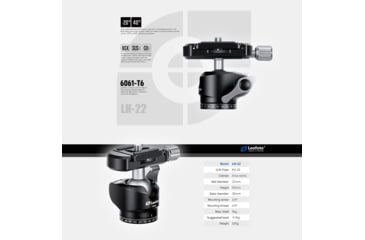 Image of Leofoto LH-22 Mini Ball Head &amp; QR Plate - 1/4, Arca, Black, LH-22