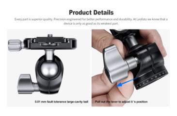 Image of Leofoto LH-22 Mini Ball Head &amp; QR Plate - 1/4, Arca, Black, LH-22