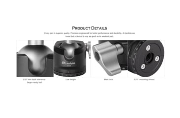 Image of Leofoto LH-25LR Mini Ball Head w/ LR-50 Lever-Release Clamp, Arca, Black, LH-25LR