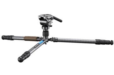 Image of Leofoto LX-254CT/BV-5B Reversible Travel Tripod w/ Bino Fluid Head Kit, Black, LX-254CT+BV-5B