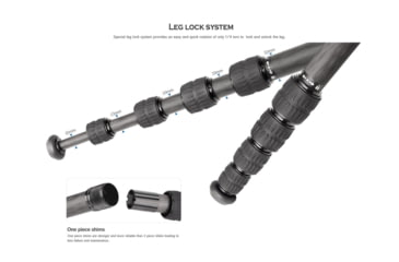 Image of Leofoto LX-255CT/BV-1 Reversible Travel Tripod w/ Bino Fluid Head Kit, Black, LX-225CT+BV-1