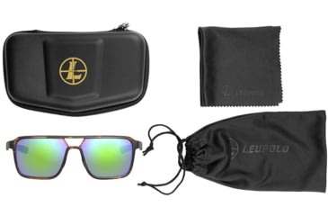 Image of Leupold Bridger Sunglasses, Matte Tortoise Frame, Emerald Mirror Lens, 186747