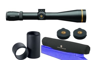 Image of Leupold VX-6HD 4-24x52mm Rifle Scope, 34 mm Tube, Second Focal Plane, Black, Matte, Red LR Varmint Hunter Reticle, MOA Adjustment, w/ Lens Covers, Sunshade &amp; Scope Cover, 171581-KIT1