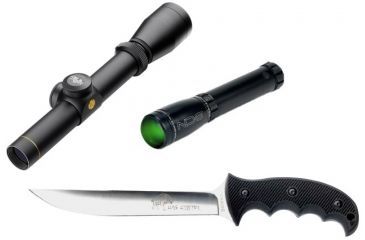 Image of Leupold VX-HOG 1-4x20mm Rifle Scope, Matte, Pig Plex w/ Laser Genetics ND3 Subzero Laser Designator w/ Scope Mount and Browning Hog Hunter Knife w/ Sheath