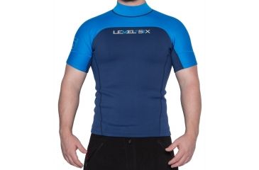 Image of Level 6 Jericho Short Sleeve Neoprene Rash Gaurd - Men's-Lake Blue-Large