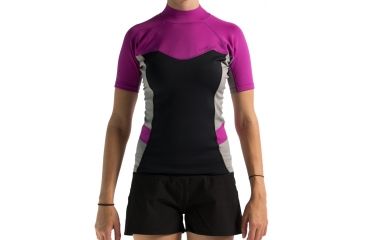 Image of Level 6 Sombrio Short Sleeve Neoprene Rash Guard - Women's-Aubergine-Large