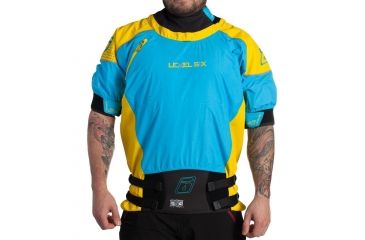 Image of Level Six Mens Chochee 3 Layer Short Sleeve Dry Top, Steel Blue/Bright Yellow, Extra Small, GMT-CHOC-ST-XS