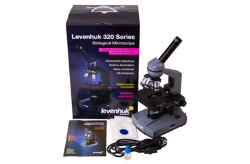 Image of Levenhuk 320 BASE Biological Monocular Microscope, Optical Glass, 40-1000x, 23.2mm, Grey/Black, Middle, 73811