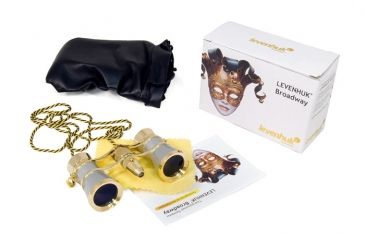 Image of Levenhuk Broadway 325F Opera Glasses, Silver, with LED Light and Chain