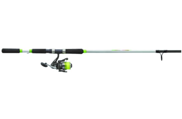 Image of Lew's MACH 1 Spinning Rod, 7ft 2in, 2-PC IM7 Graphite Rod w/ Medium-Heavy  and Fast, Winn Dri-Tac Split-Grip, Graphite Skeletal Reel Seat, White/Black/Green, M172MHS-2