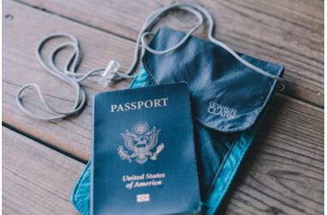 Image of Lewis N Clark ElectroLight Overseas Trip Neck Stash,8x5in,Bright Blue/Neon Lemon 1118BLU