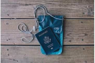 Image of Lewis N Clark ElectroLight Overseas Trip Neck Stash,8x5in,Bright Blue/Neon Lemon 1118BLU