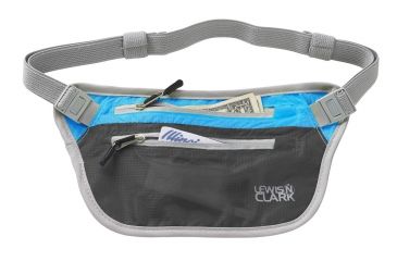 Image of Lewis N Clark ElectroLight Overseas Trip Neck Stash,8x5in,Charcoal/Bright Blue 1119CHR