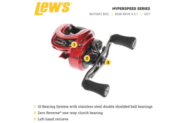Image of Lew’s HyperSpeed LFS Baitcast Reel, LH Retrieve, 9.5-1 Ratio, 9+1 Bearings, HS1-9.5L