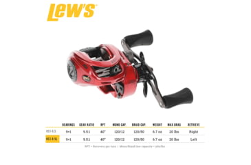 Image of Lew’s HyperSpeed LFS Baitcast Reel, LH Retrieve, 9.5-1 Ratio, 9+1 Bearings, HS1-9.5L