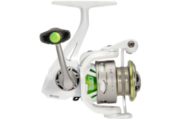 Image of Lew’s MACH 1 Spinning Reel, SZ 100 Reel, 9+1 Bearings, 5.2-1 Ratio, Graphite Frame, Speed Gears, Speed Lube, Multi-Disc Drag, Reversible Retrieve, Metallic White/Gray/Green, MH100G3