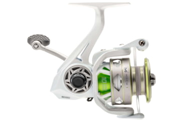 Image of Lew’s MACH 1 Spinning Reel, SZ 300 Reel, 9+1 Bearings, 6.2-1 Ratio, Graphite Frame, Speed Gears, Speed Lube, Multi-Disc Drag, Metallic White/Gray/Green, Clam Pack, MH300G3