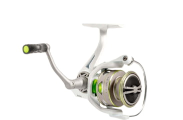 Image of Lew’s MACH 1 Spinning Reel, SZ 300 Reel, 9+1 Bearings, 6.2-1 Ratio, Graphite Frame, Speed Gears, Speed Lube, Multi-Disc Drag, Metallic White/Gray/Green, Clam Pack, MH300G3