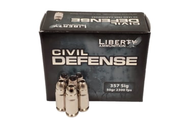 Image of Liberty Ammunition Civil Defense, .357 SIG, 50 Grain, HP, Brass Case, Centerfire Pistol Ammo, 20 Rounds Box, LA-CD-357 Sig-053
