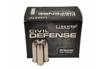 Image of Liberty Ammunition Civil Defense .38 Special 50 Grain Hollow Point Brass Cased Centerfire Pistol Ammo, 20 Rounds, LA-CD-38-025