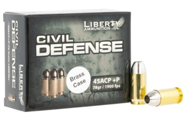 Image of Liberty Ammunition Civil Defense .45 ACP +P 78 Grain Lead-Free Hollow Point Brass Cased Centerfire Pistol Ammo, 20 Rounds, LACD45013BC
