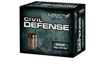 Image of Liberty Ammunition Civil Defense .40 S&amp;W 60 Grain Hollow Point Brass Cased Centerfire Pistol Ammo, 20 Rounds, LA-CD-40-012