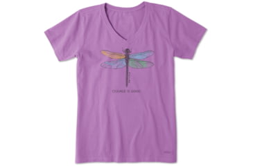 Image of Life Is Good Crusher Vee Change Dragonfly T-Shirt - Womens, Happy Grape, Small, 55512-S