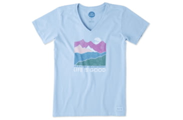 Image of Life Is Good Life isnt easy Mountains Crusher Tee Womens, Powder blue, Large, 54038-L