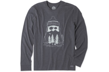 Image of Life Is Good Mountain Beard Long Sleeve Crusher Tee, Heather Night Black, Medium, 53923-M