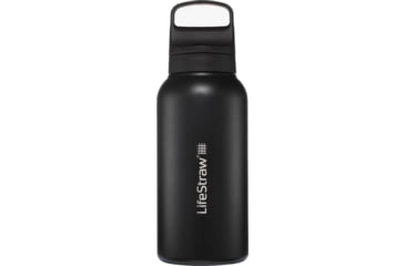 Image of LifeStraw Go Stainless Steel 1 L Water Bottle w/Filter, Black, 1 Liter, LGV41SBKWW