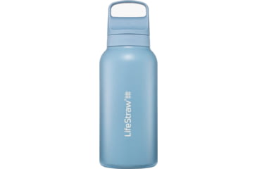 Image of LifeStraw Go Stainless Steel 1 L Water Bottle w/Filter, Icelandic Blue, 1 Liter, LGV41SBLWW