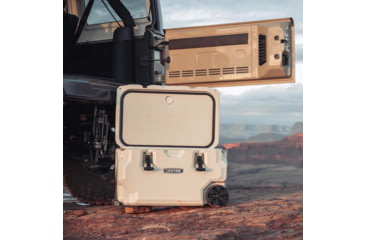 Image of Lifetime Products 65 Quart High Performance Cooler w/ Wheels, Pumice/Green, 91179